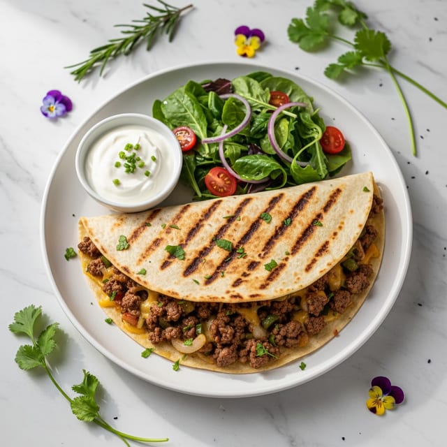 Ground Beef Quesadilla.