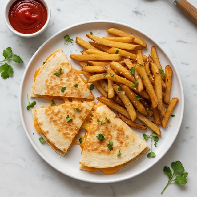 3. Kids Cheese Quesadilla with French Fries.