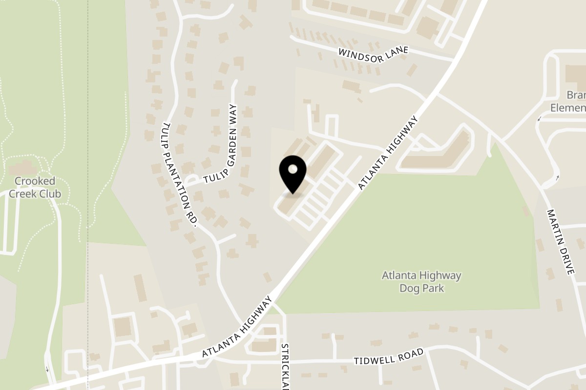 Map showing the location of El Don Mexican Restaurant on 6320 Atlanta Hwy #1 in Alpharetta